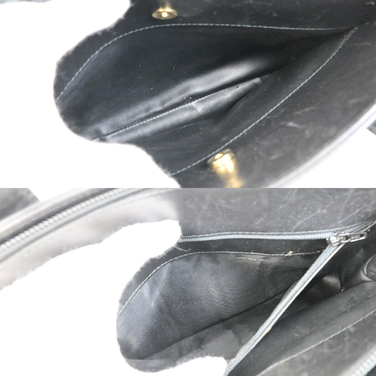 BALLY B Logo Fringe Tassel Shoulder Hand Bag Leather Black Gold-Plated 02FB399