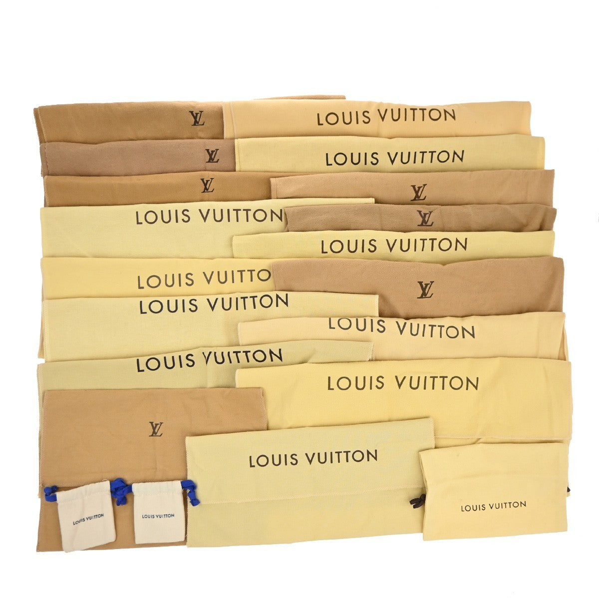 LOUIS VUITTON Logo 20 Set Drawstring Dust Bag Canvas Cotton Beige Brown 63EG384