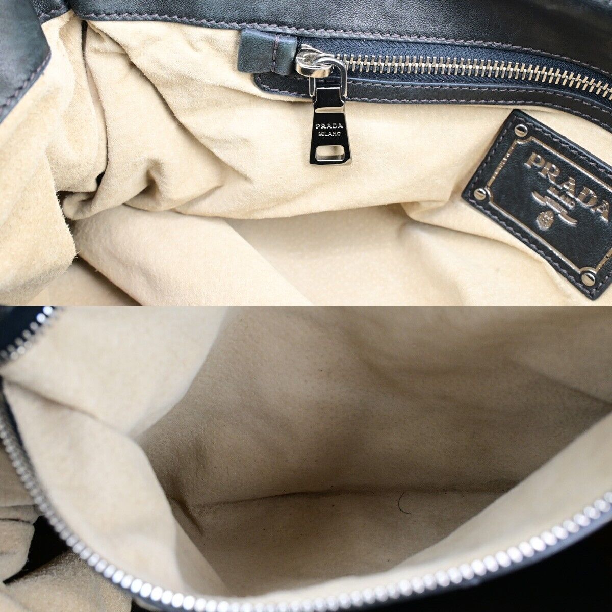 PRADA Logo 2Way Hand Shoulder Bag Nylon Leather camouflage Khaki silver 70SH963