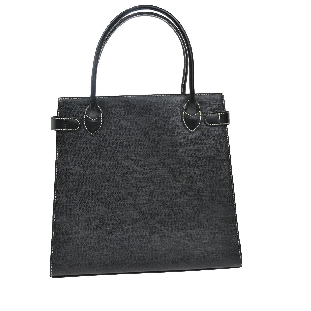 BURBERRYS Logo Hand Tote Bag Leather Canvas Black GHW 02FC151