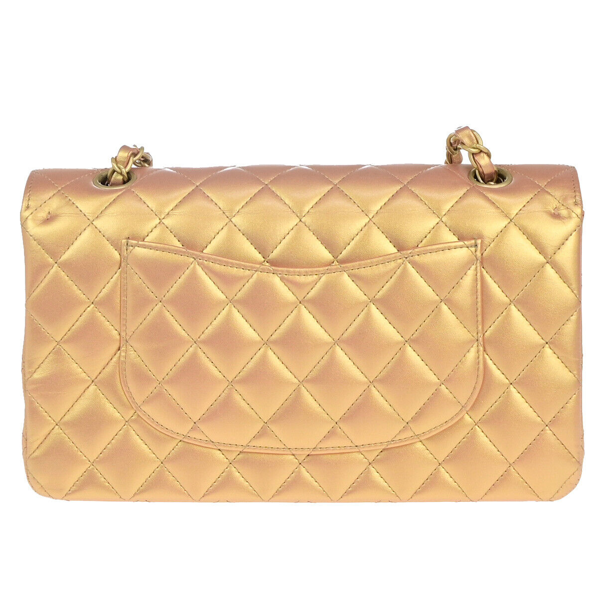 CHANEL CC Matelasse 25 Double Flap Chain Shoulder Bag Leather Pink Gold 401RK683