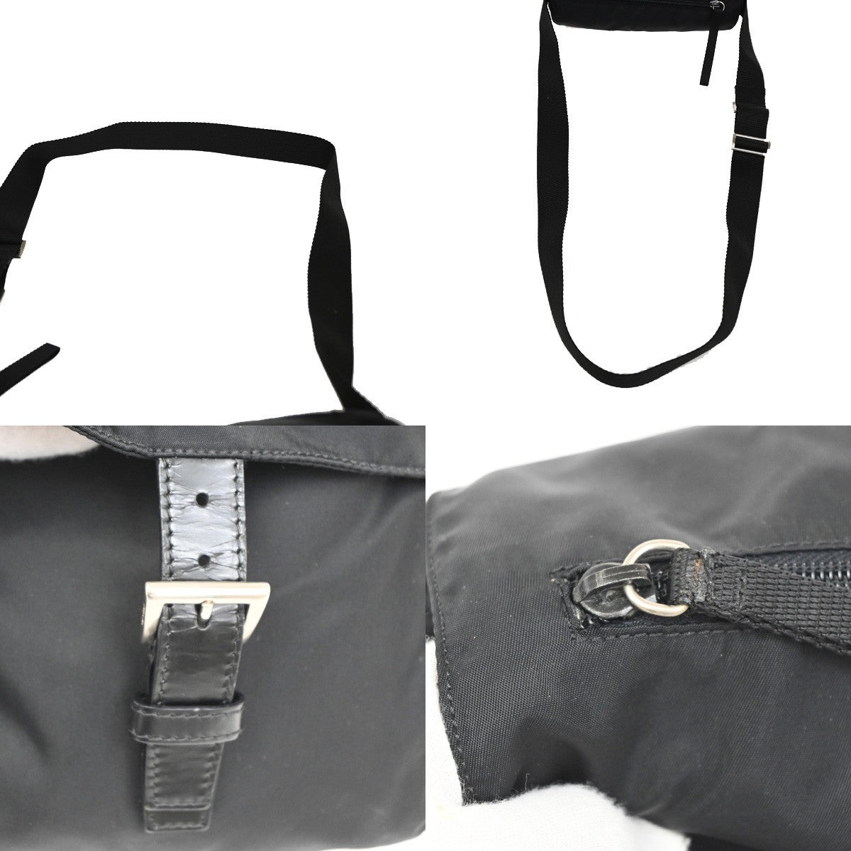 PRADA MILANO Logo Tessuto Prada  Shoulder Bag Nylon Leather Black Italy 35KB622
