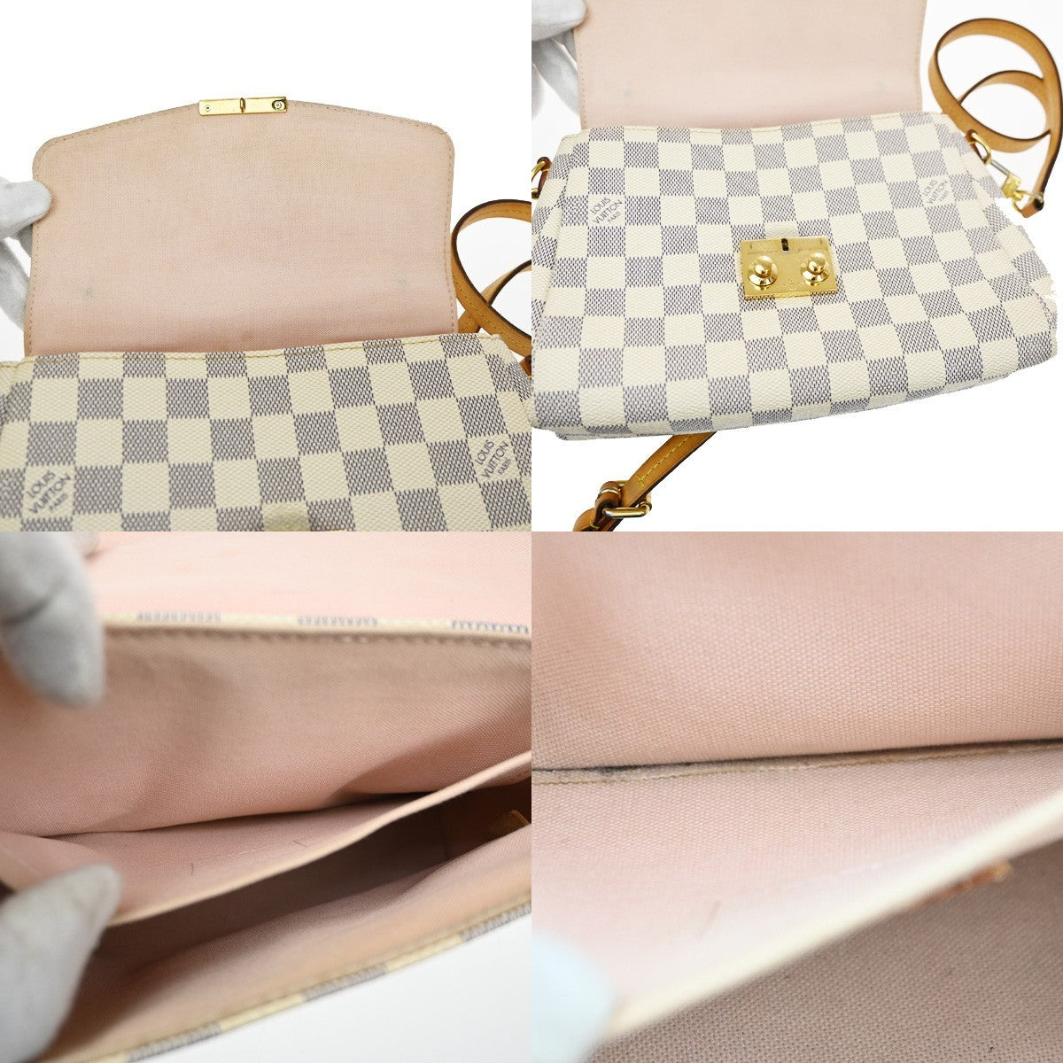 LOUIS VUITTON LV Croisette Shoulder Bag Damier Azur Leather N41581 23CB063