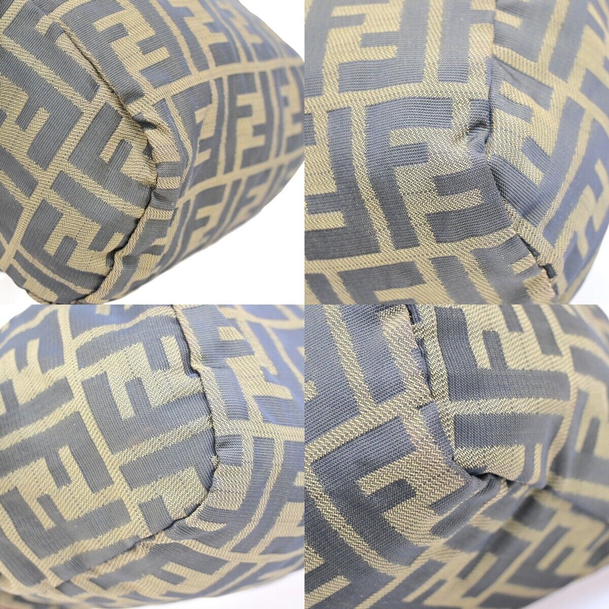 FENDI Logo Zucca Pattern Mini Hand Bag Canvas Leather Brown Italy 36FB183