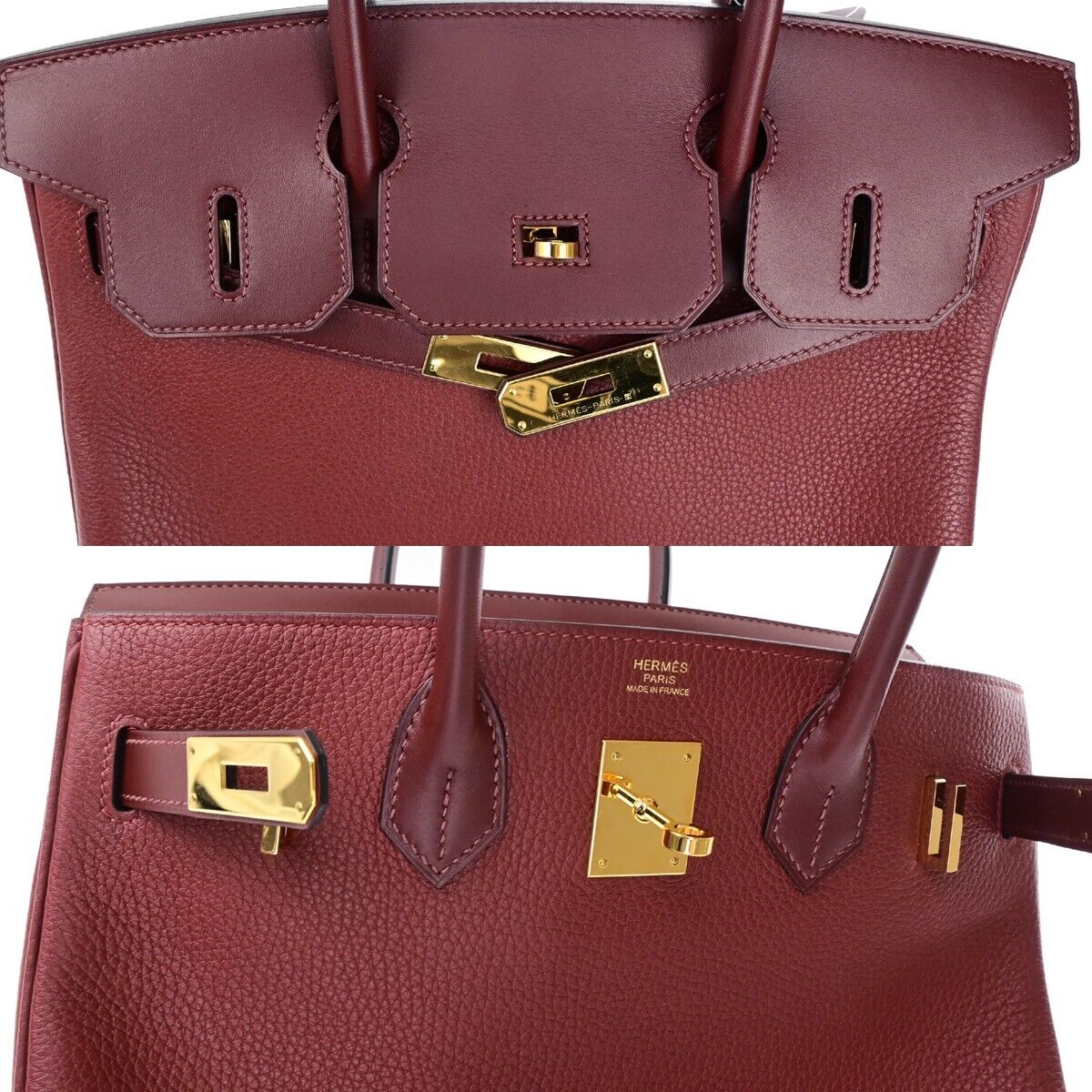 HERMES LOGO BIRKIN 30 HAND BAG C STAMP TOGO SWIFT LEATHER CADENA RUBY 6197LC523