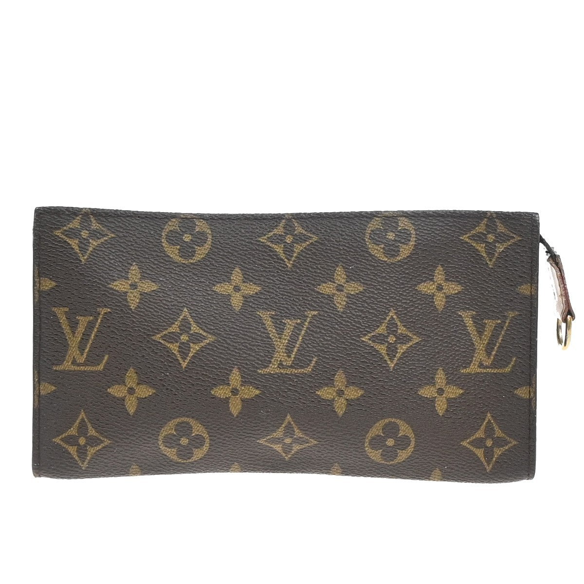 LOUIS VUITTON LV Logo Bucket GM Pouch Bag Monogram Leather Brown Gold 04KP602