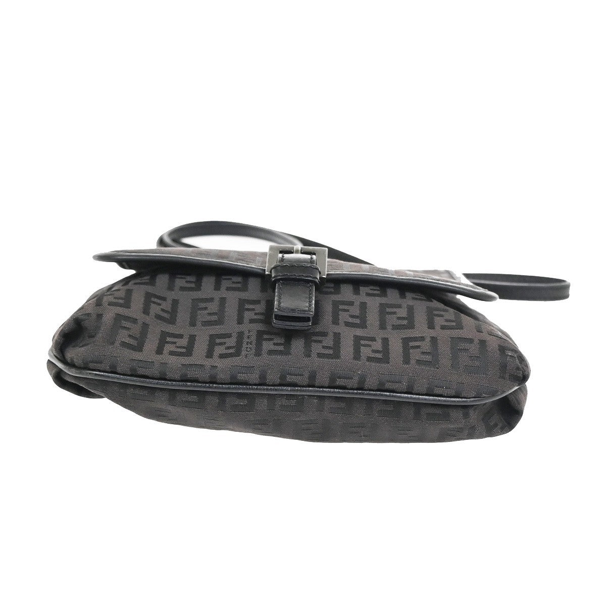 FENDI Zuccino Shoulder Cossbody Bag Canvas Leather Brown Black SHW Italy 36KC904