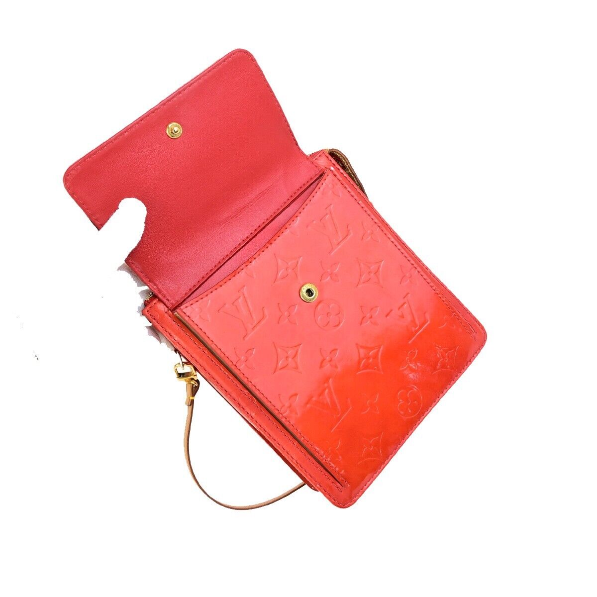 LOUIS VUITTON LV Motto Shoulder Bag Monogram Vernis Leather Red M91137 30FB338