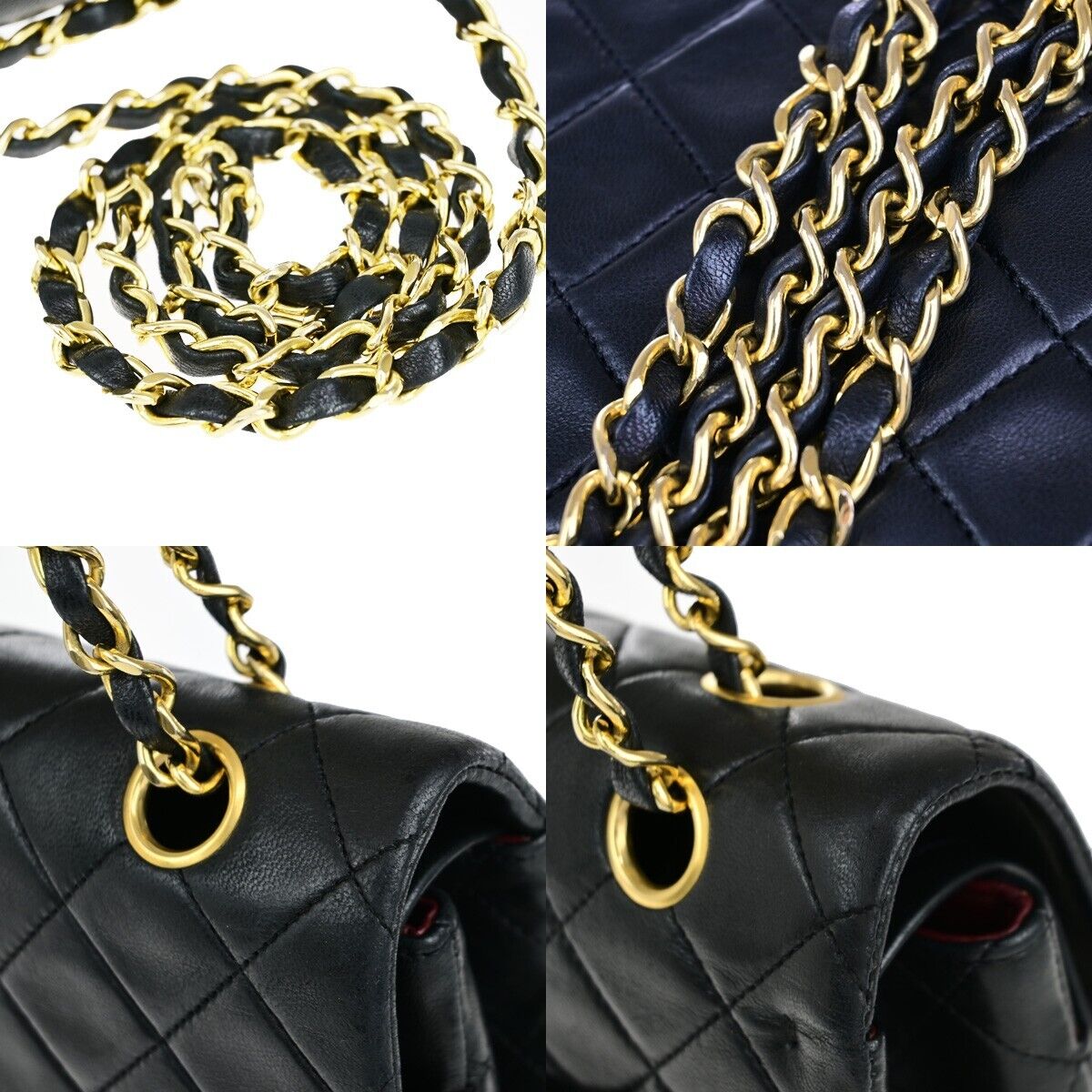 CHANEL CC Matelasse 25 Double Flap Chain Shoulder Bag Leather Black GHW 809RK651