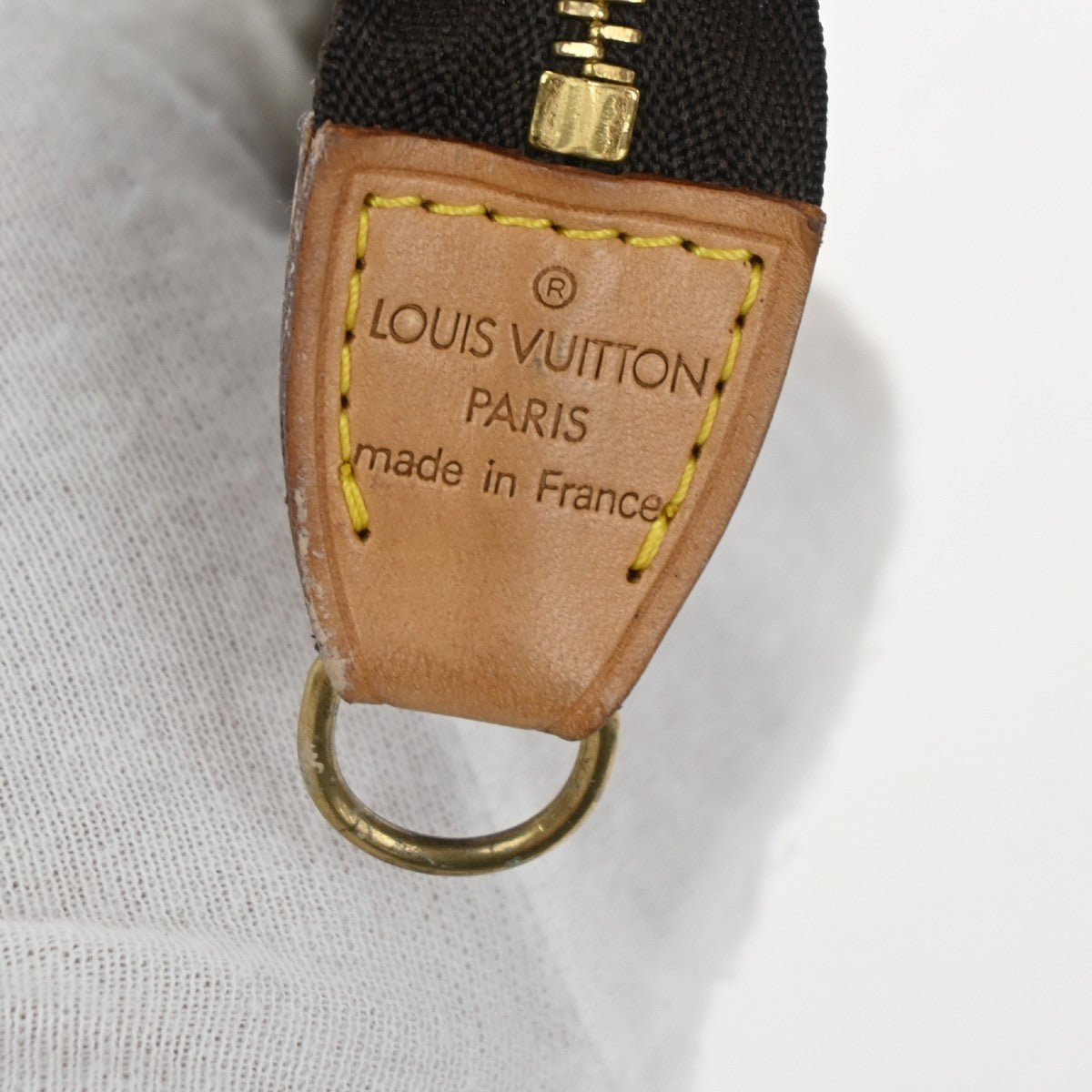 LOUIS VUITTON Logo BUCKET GM Pouch Bag Monogram Leather Brown France 05TA366