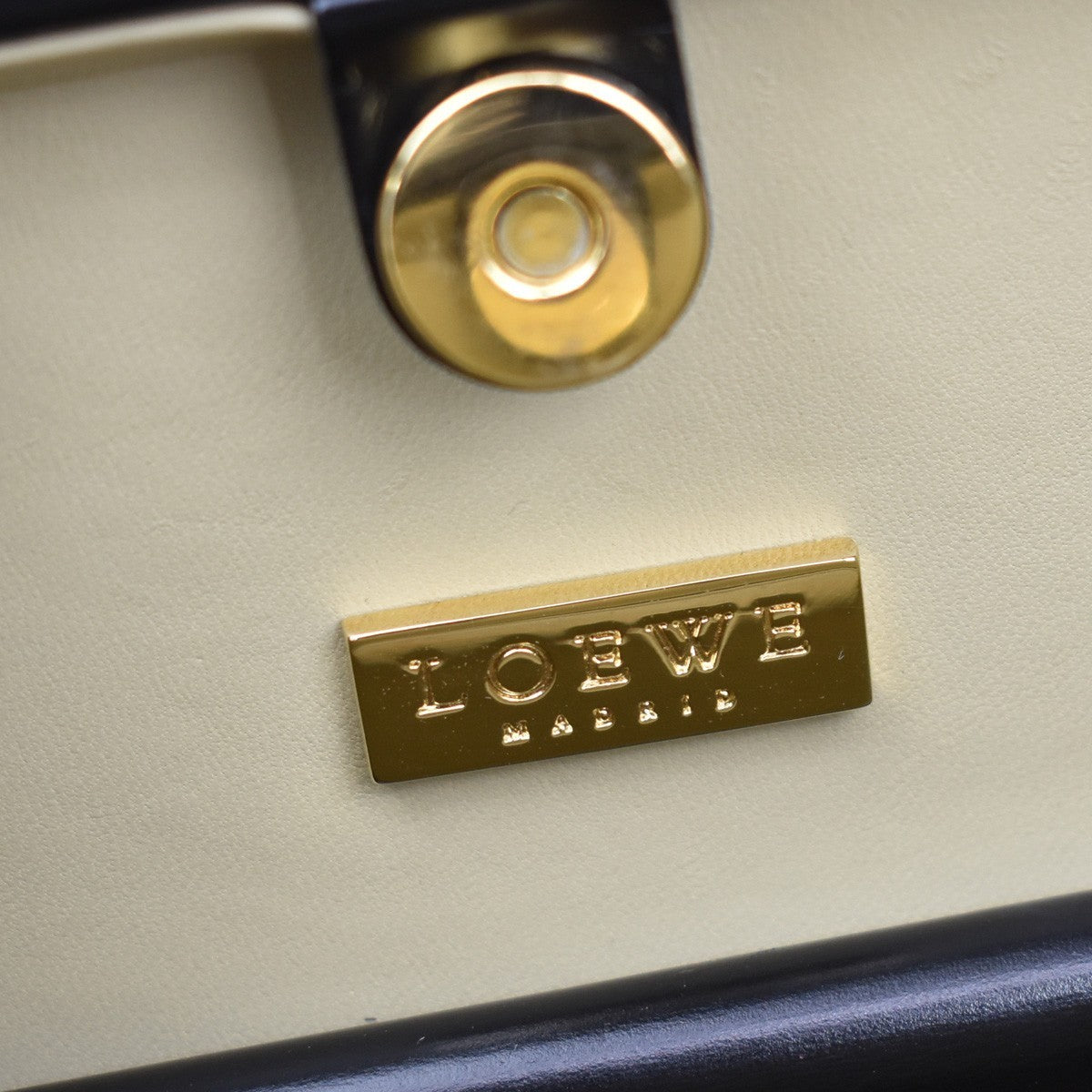 LOEWE Logo Hand Bag Calf Leather Black GHW Spain 76CA055