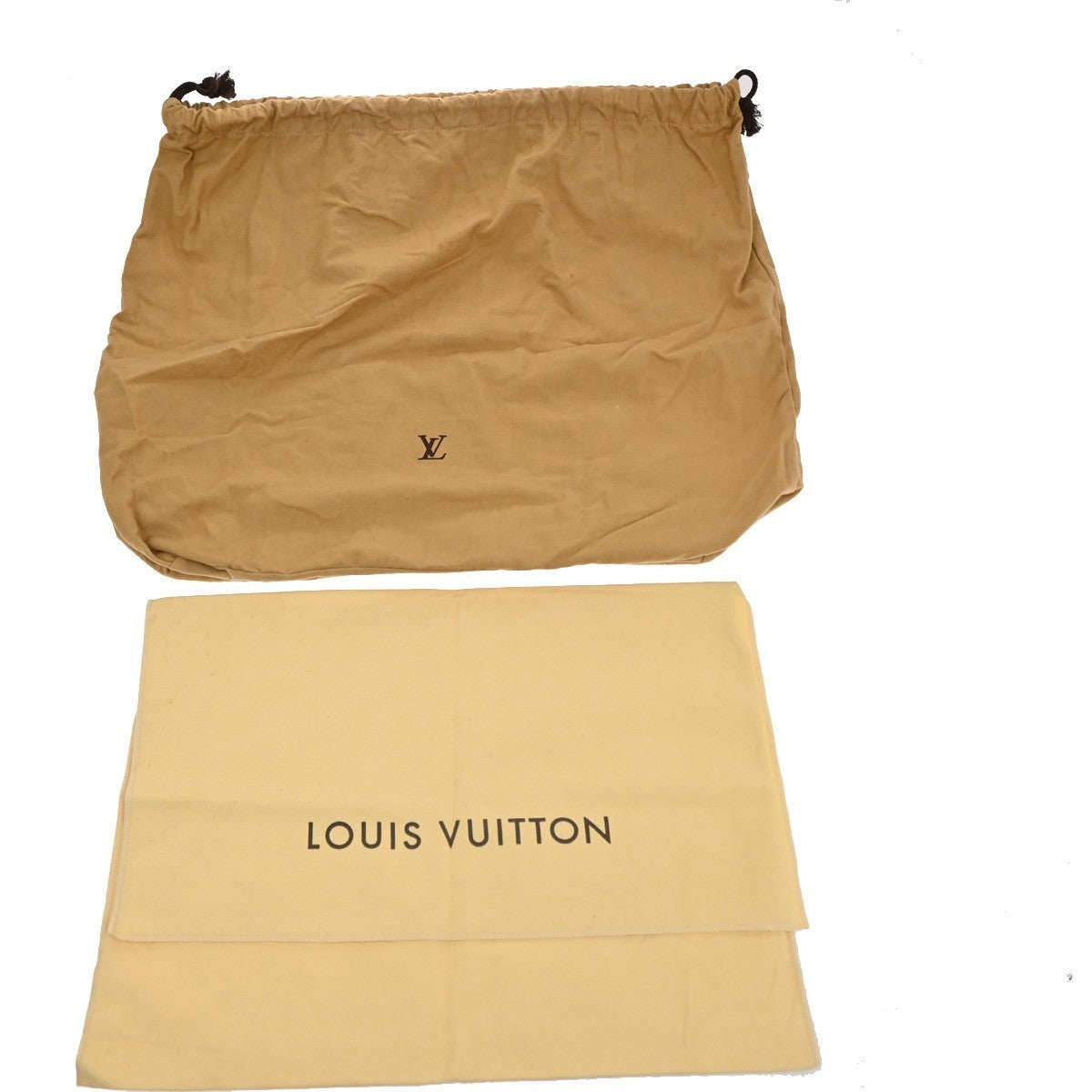 LOUIS VUITTON Logo 10 Set Dust Bag Drawstring Canvas Cotton Beige Brown 09KC113