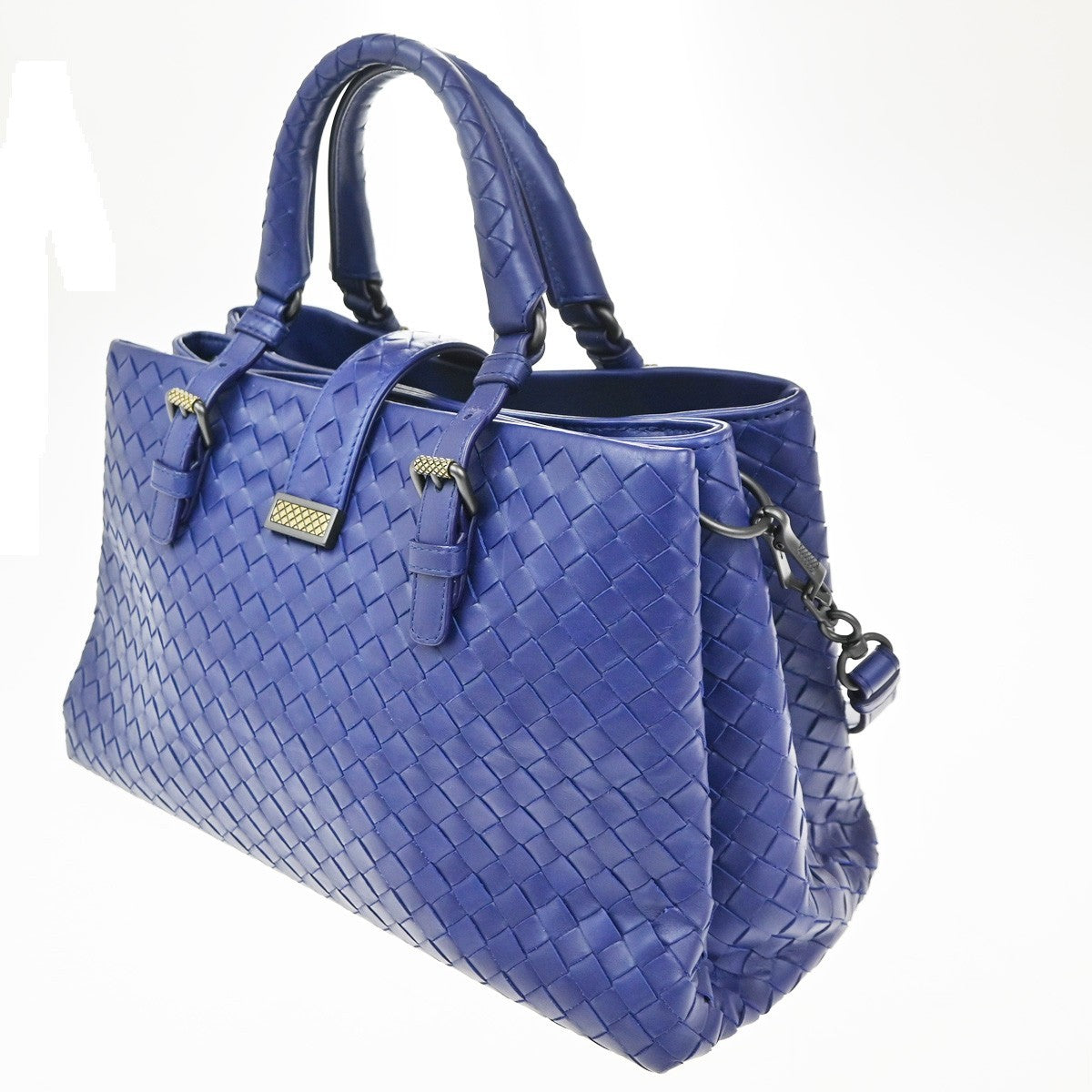 BOTTEGA VENETA Intrecciato Logo 2Way Shoulder Hand Bag Leather Blue 607RL768