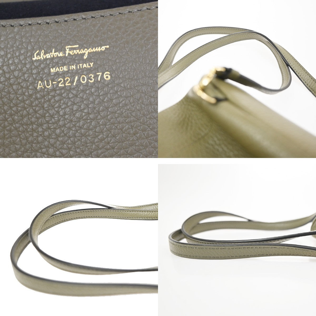 SALVATORE FERRAGAMO Gancini Backpack Bag Leather Green GHW Italy 86KD086
