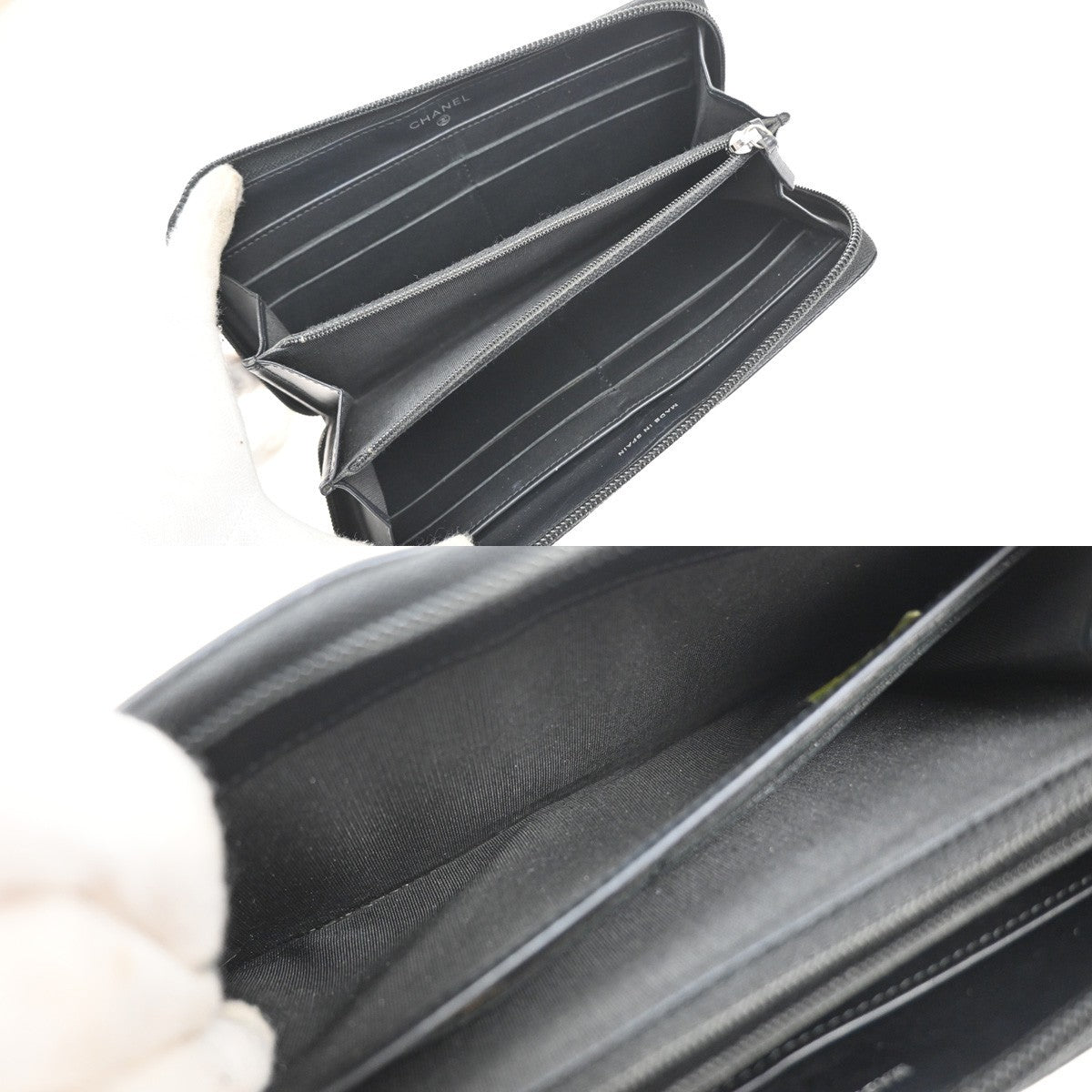 CHANEL CC Zip Around Long Wallet Grained Calfskin Leather Black Spain 87RQ036