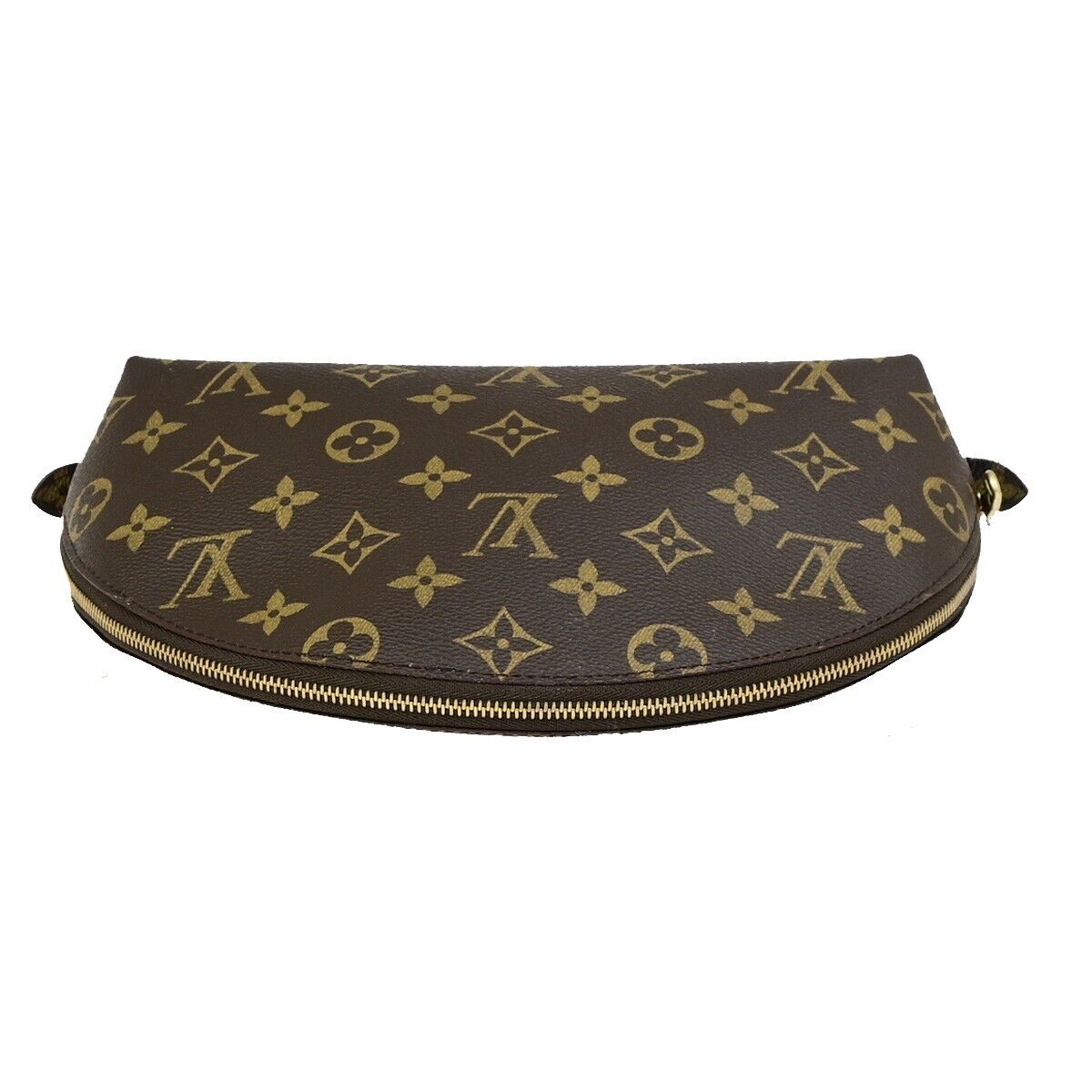 LOUIS VUITTON Trousse Demi Ronde Pouch Monogram Leather Brown M47520 68ED216