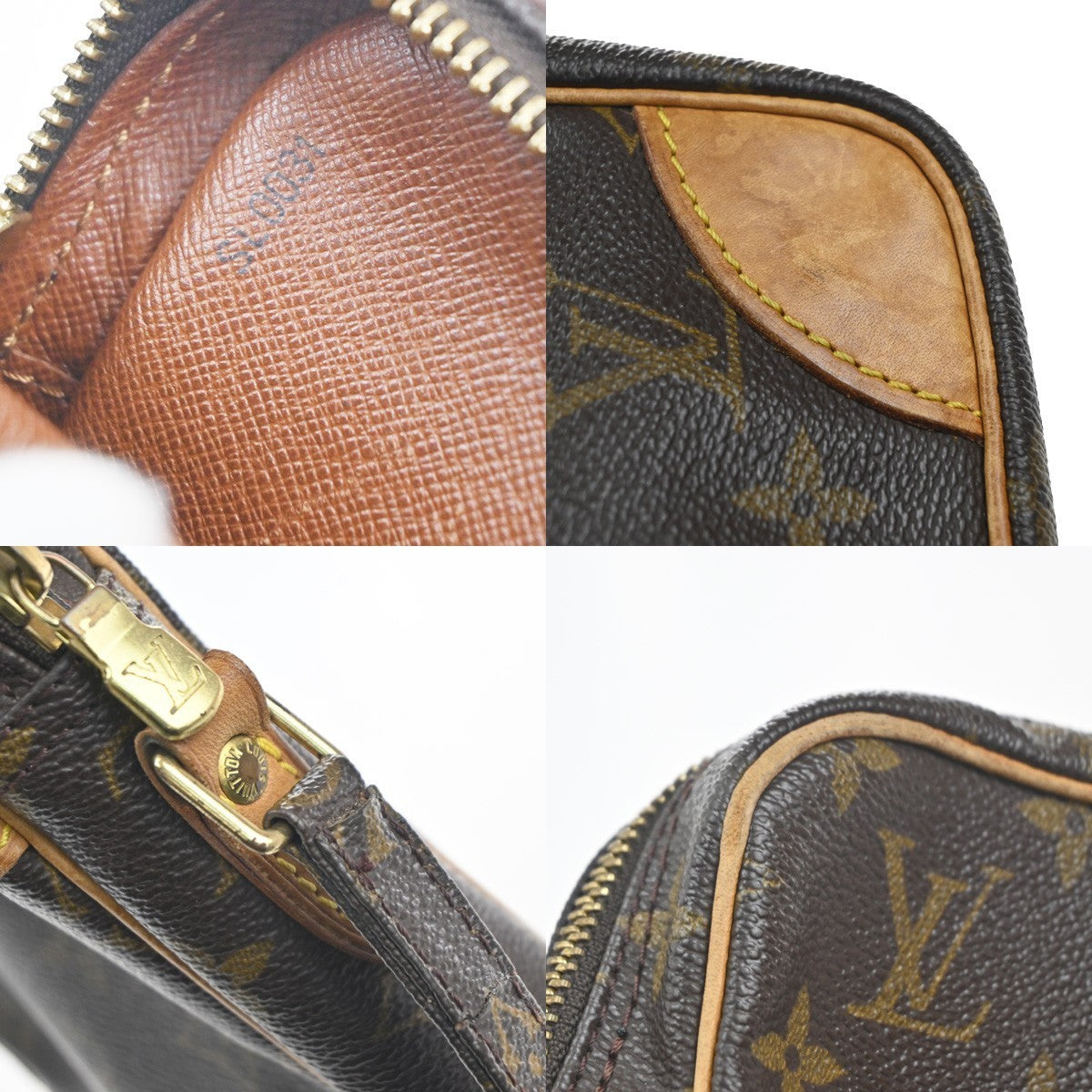 LOUIS VUITTON Danube Shoulder Bag Monogram Leather Brown France M45266 31EG344