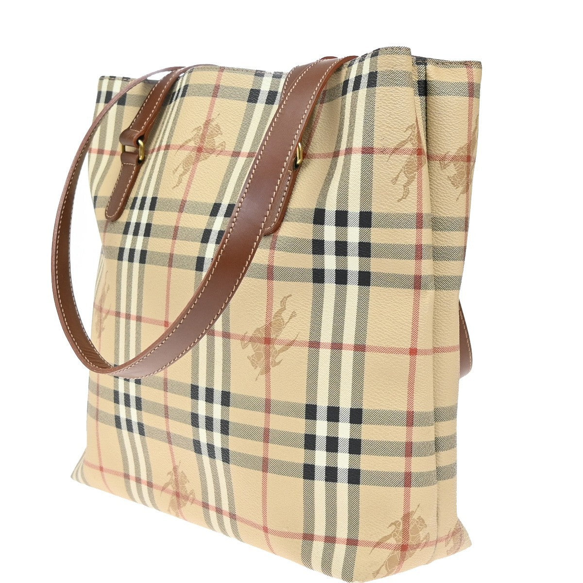 BURBERRY Logo Nova Check Shoulder Tote Bag PVC Leather Beige Italy  31TA070