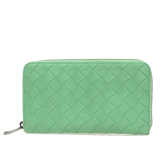 BOTTEGA VENETA Logo Intrecciato Zippy Long Wallet Leather Green SHW 66DA285