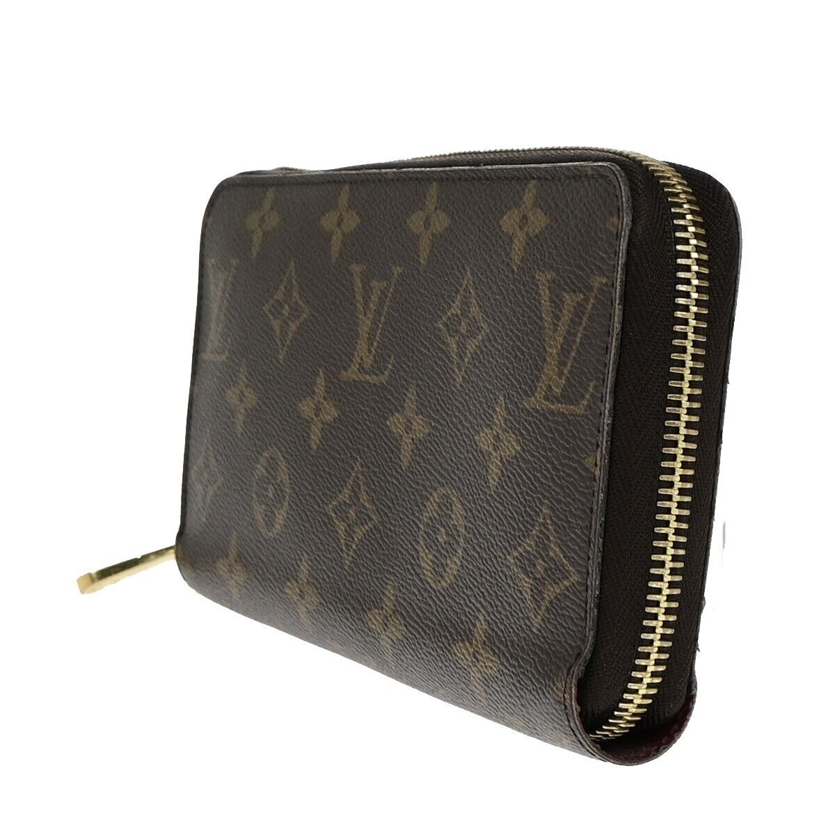 LOUIS VUITTON Zippy Long Wallet Monogram Leather Brown Fuchsia M41895 10EB840