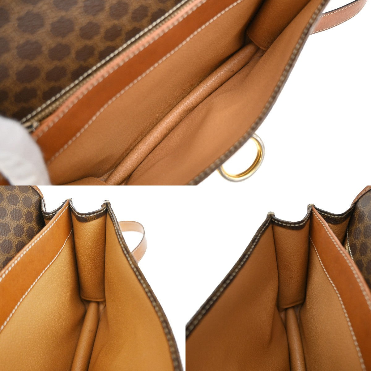 CELINE Logo Macadam Pattern Shoulder Bag PVC Leather Brown GHW 05YH782