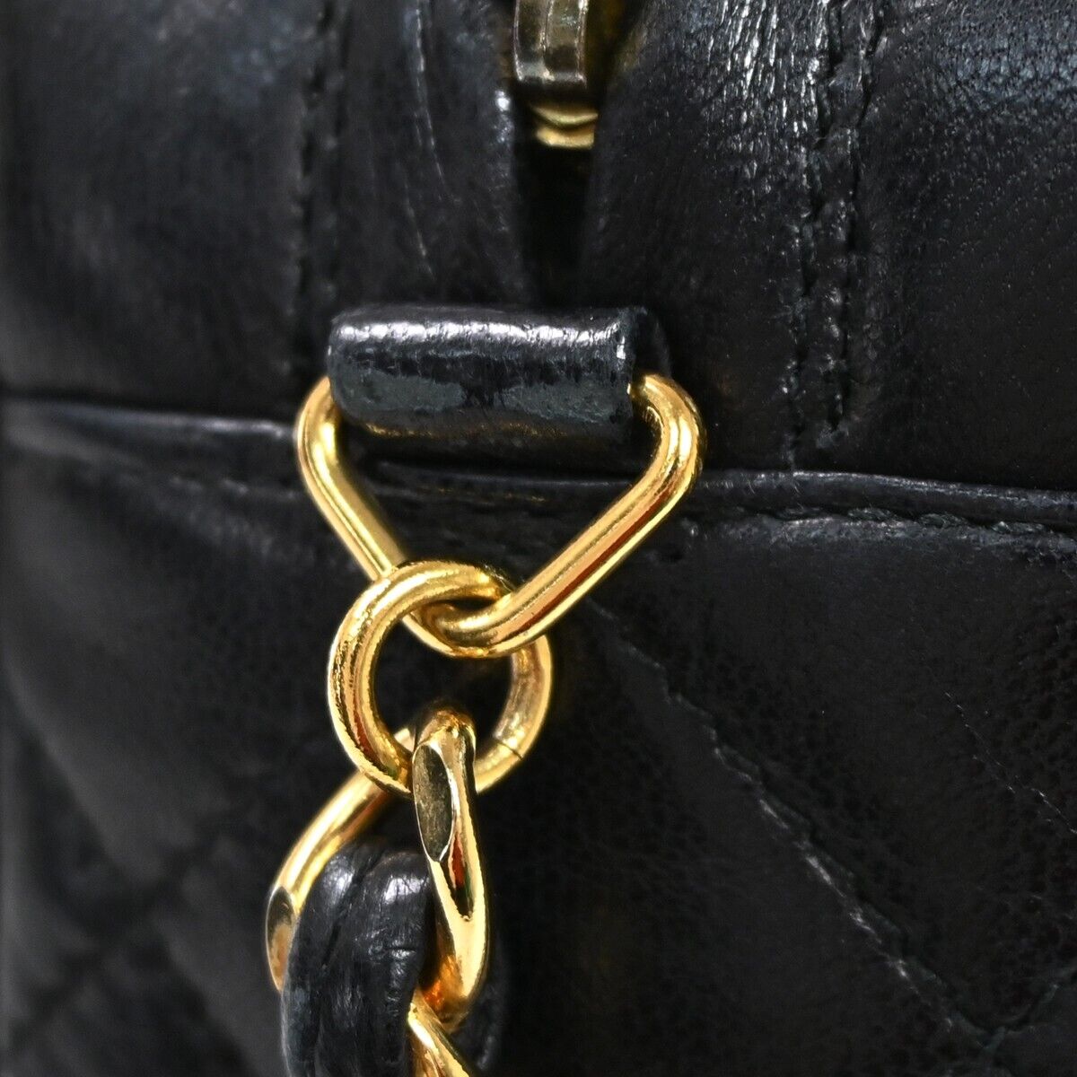CHANEL CC Matelasse Fringe Chain Shoulder Bag Leather Black GHW Vintage 342RH983