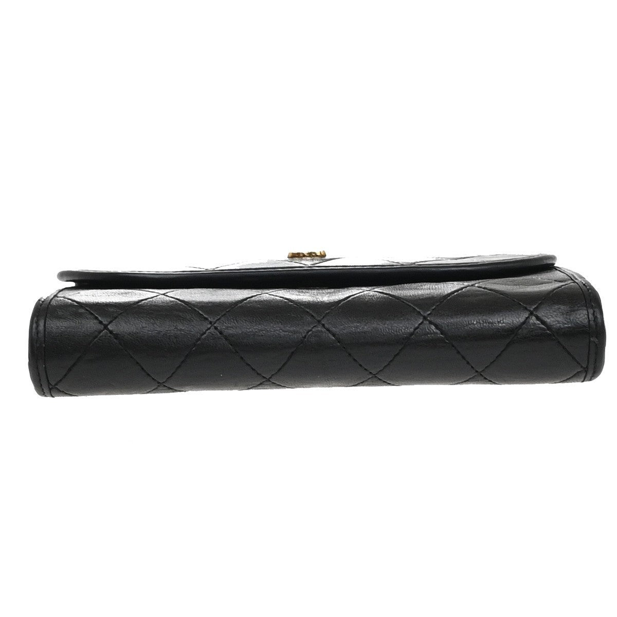 CHANEL CC Logo Mini Matelasse Chain Shoulder Bag Leather Black GHW 44RF695