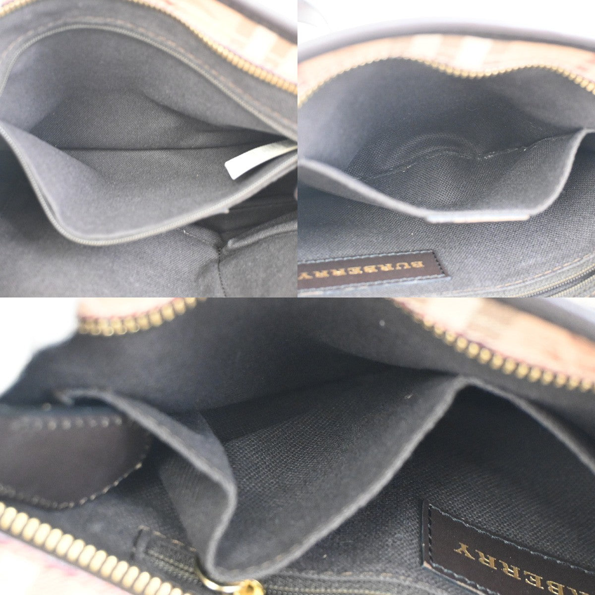 BURBERRY Logo Nova Check Shoulder Bag PVC Leather Beige Black Italy 85DA065