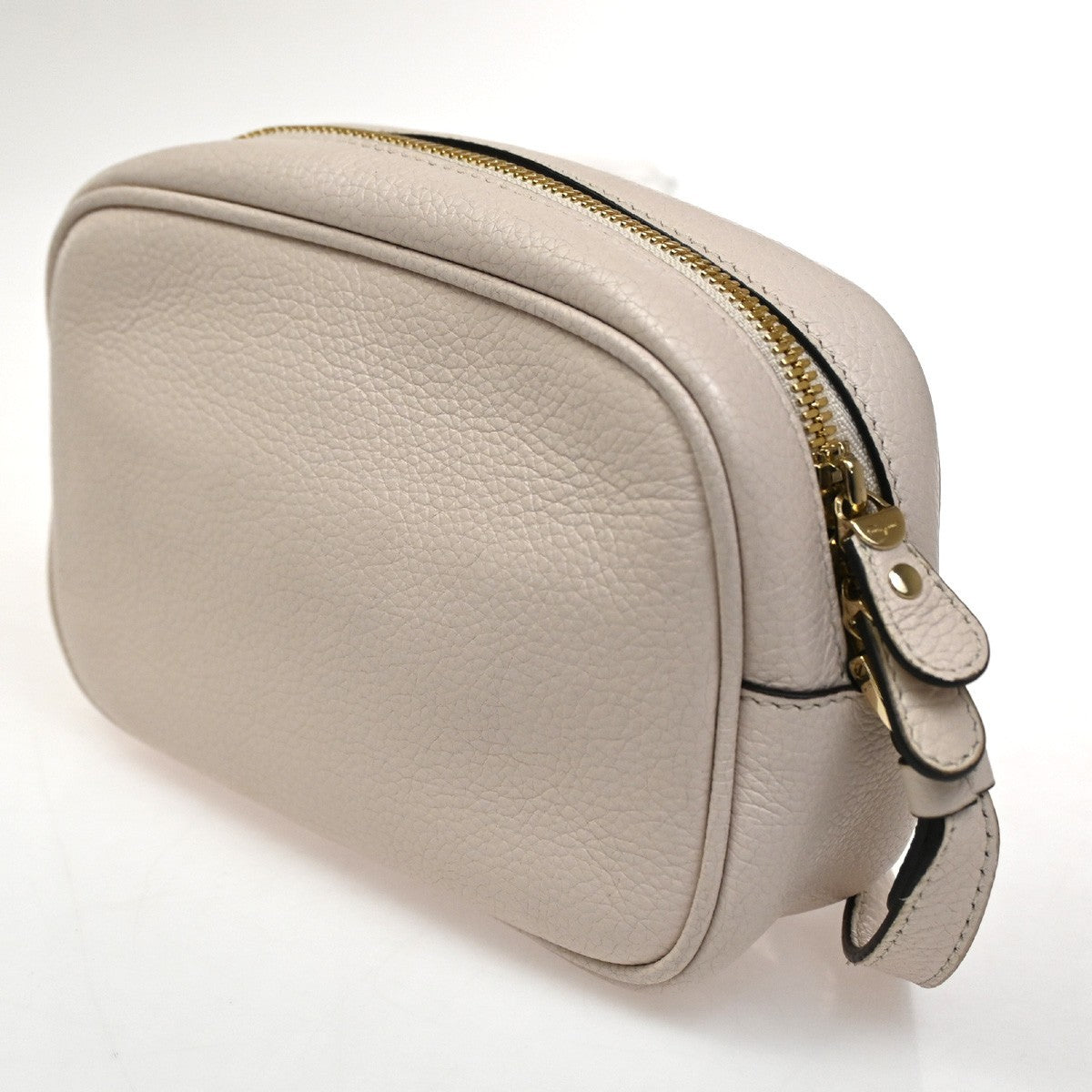 SALVATORE FERRAGAMO Logo Gancini Mini Shoulder Bag Leather White GWH 38KC405