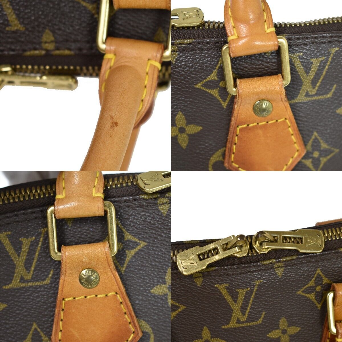 LOUIS VUITTON LV Logo Alma Hand Bag Monogram Leather Brown U.S.A. M51130 85EA821