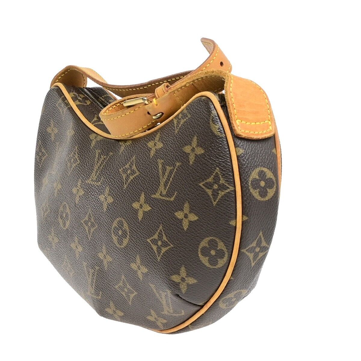 LOUIS VUITTON Pochette Croissant Hand Bag Monogram Leather Brown M51510 29EE048