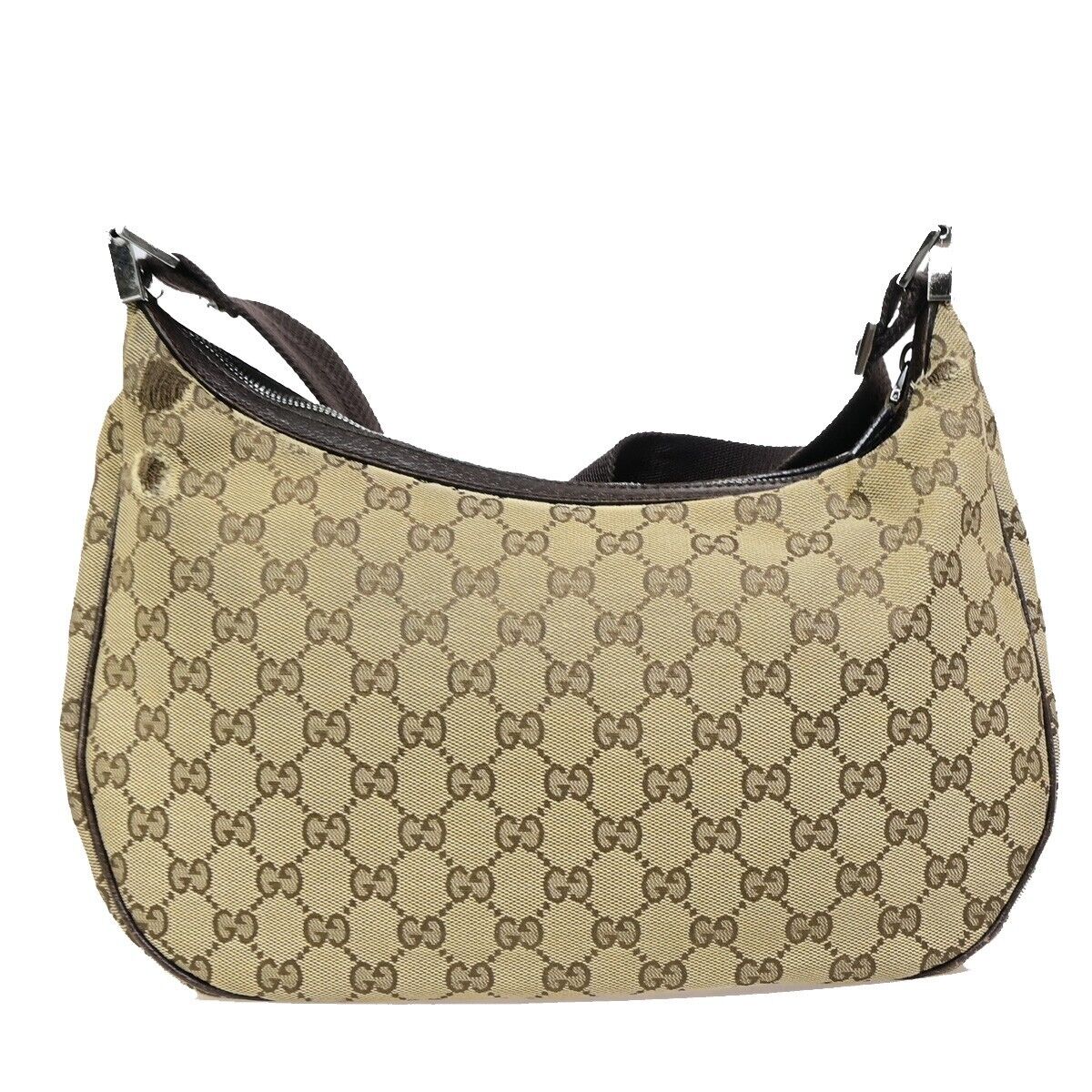 GUCCI GG Pattern Shoulder Bag Canvas Leather Brown SHW Made in  Italy 61EB656