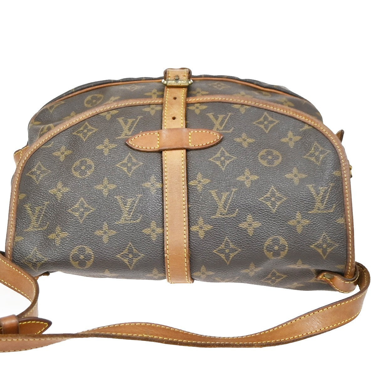 LOUIS VUITTON Logo Saumur 30 Shoulder Bag Monogram Leather Brown M42256 35ZA261
