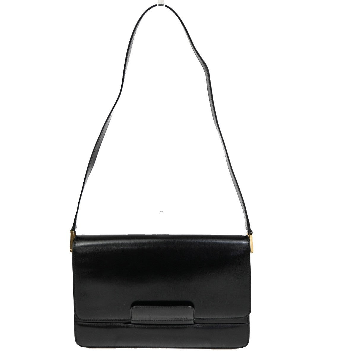GUCCI Logo GG Shoulder Bag Leather Black Italy GHW 67TA289