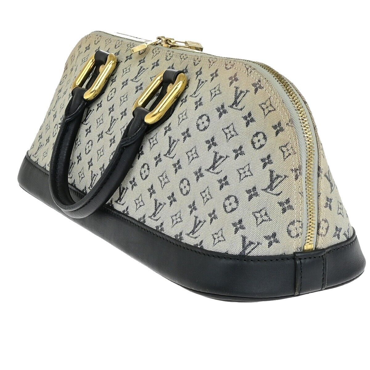 LOUIS VUITTON Logo Alma Long Hand Bag Monogram Mini Canvas Blue M92205 31ED365