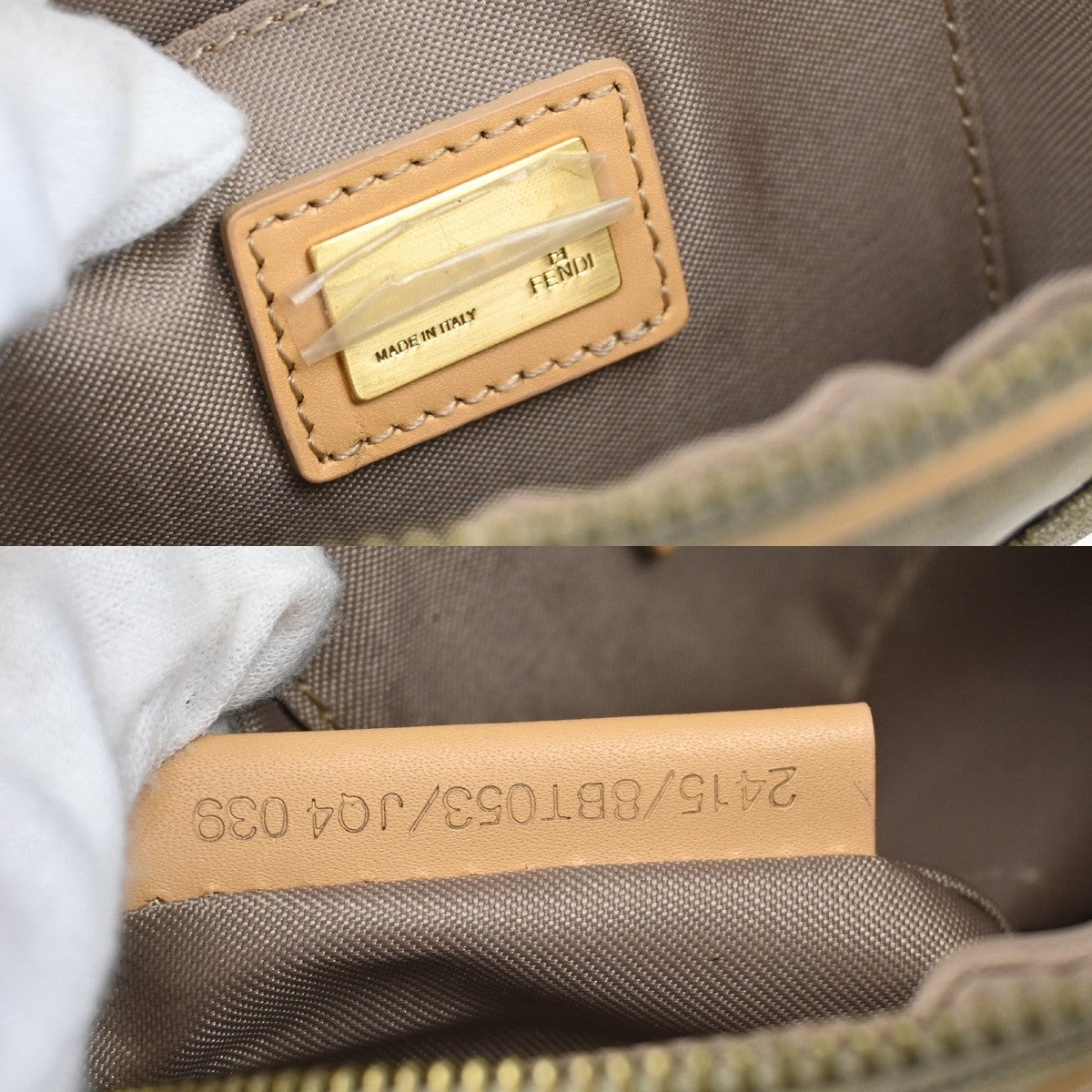 FENDI Logo Zucca Pattern Shoulder Bag Canvas Leather Beige GHW Italy 65YH781