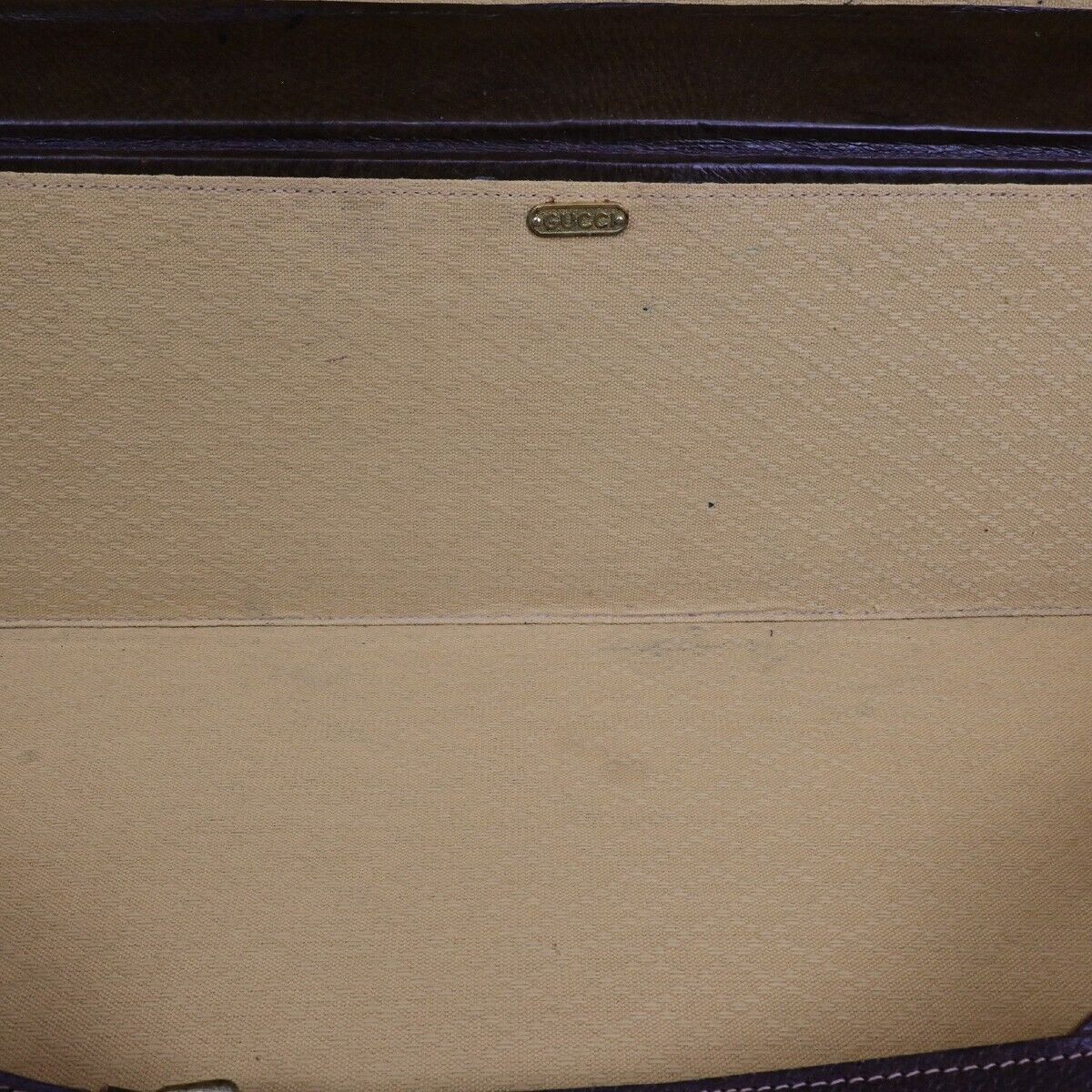 GUCCI Logo GG Pattern Suitcase Hand Bag Supreme Leather Brown Italy 03FB256