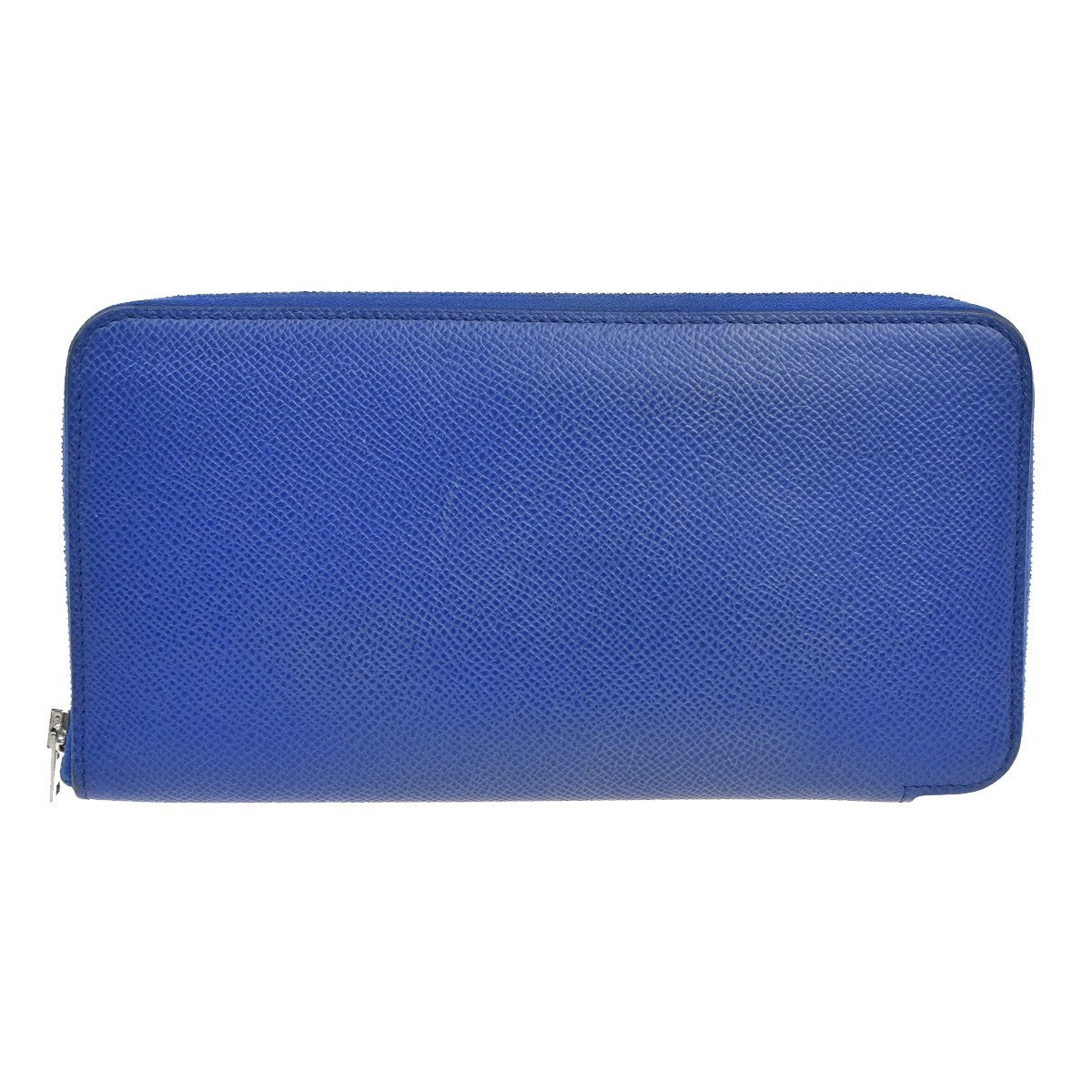 HERMES Azap Silk In Zip Around Long Wallet Epsom Leather Blue SHW France 38RL950