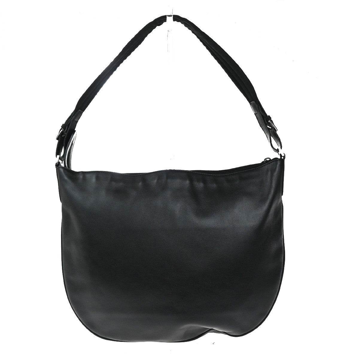GUCCI Logo One Shoulder Hand Bag Leather Canvas Black SHW Italy 38MA213