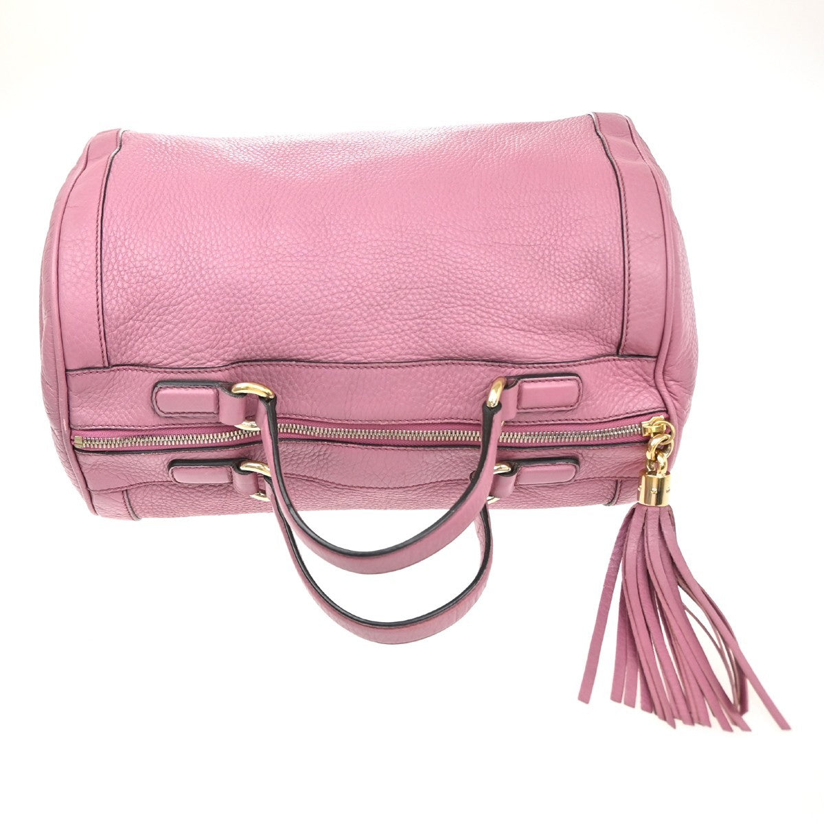 2.Live GUCCI GG Logo Soho Boston Hand Bag Tassel Leather Pink GHW Italy 72YJ128