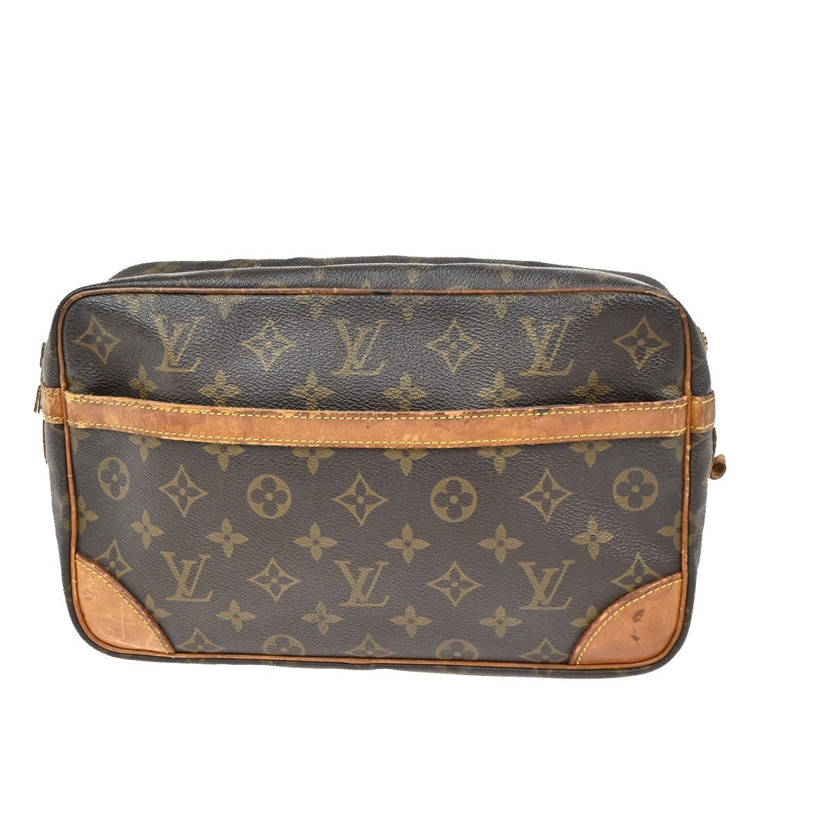LOUIS VUITTON Compiegne 28 Clutch Bag Monogram Leather Brown GHW M51845 65KC584