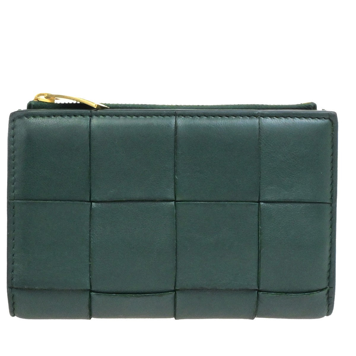 BOTTEGA VENETA Logo Cassette Bifold Wallet Purse Leather Green Italy 32RL091