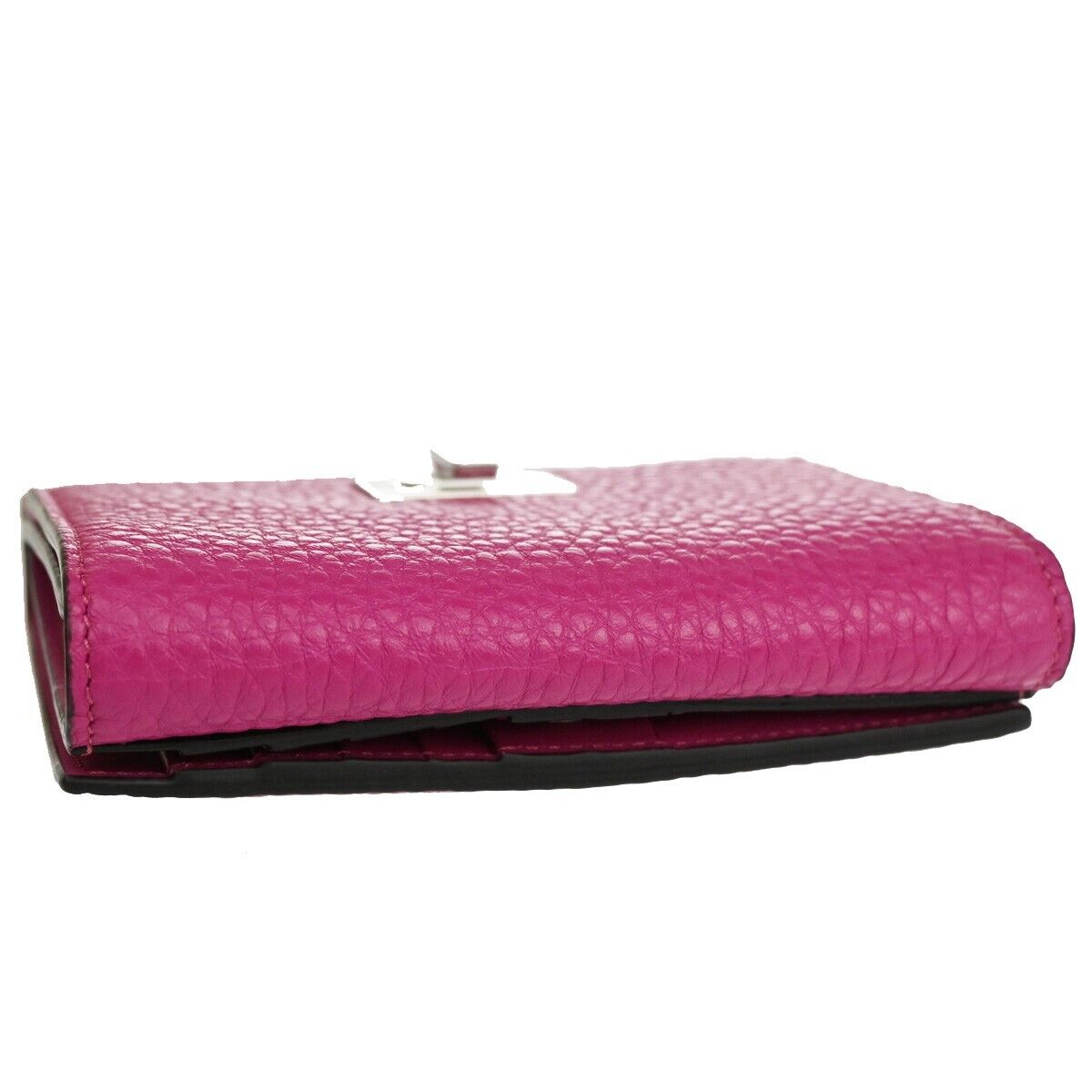 FENDI Logo Peekaboo Bifold Wallet Purse Leather Magenta SHW Italy 39RJ491