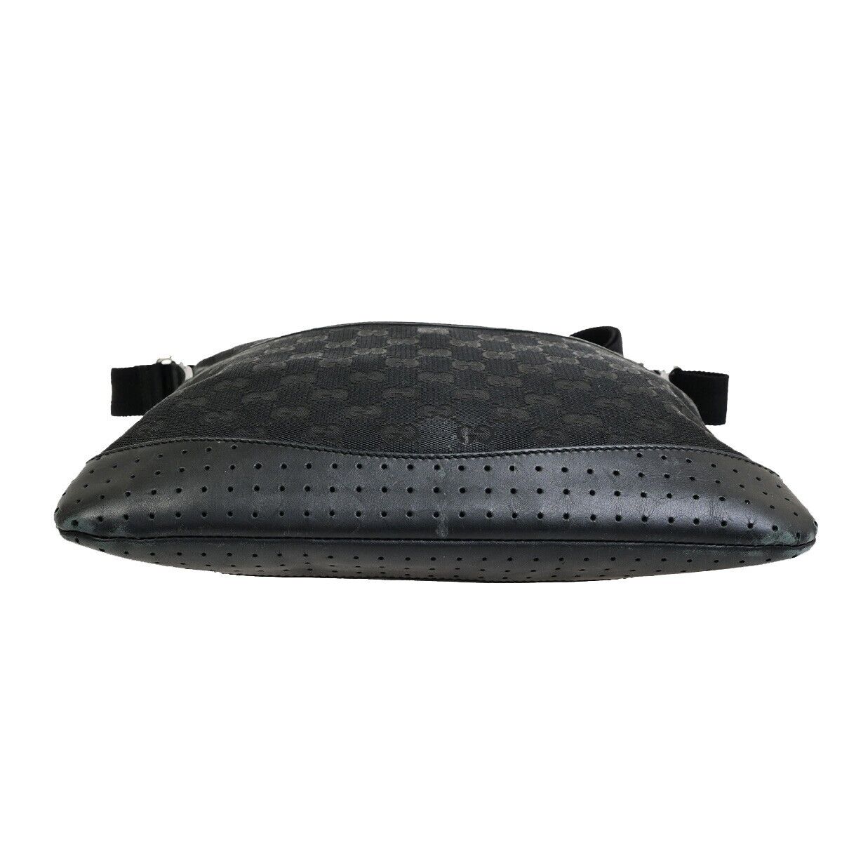 GUCCI Logo GG Pattern Cross Body Shoulder Bag Canvas Leather Black Italy 87FB347