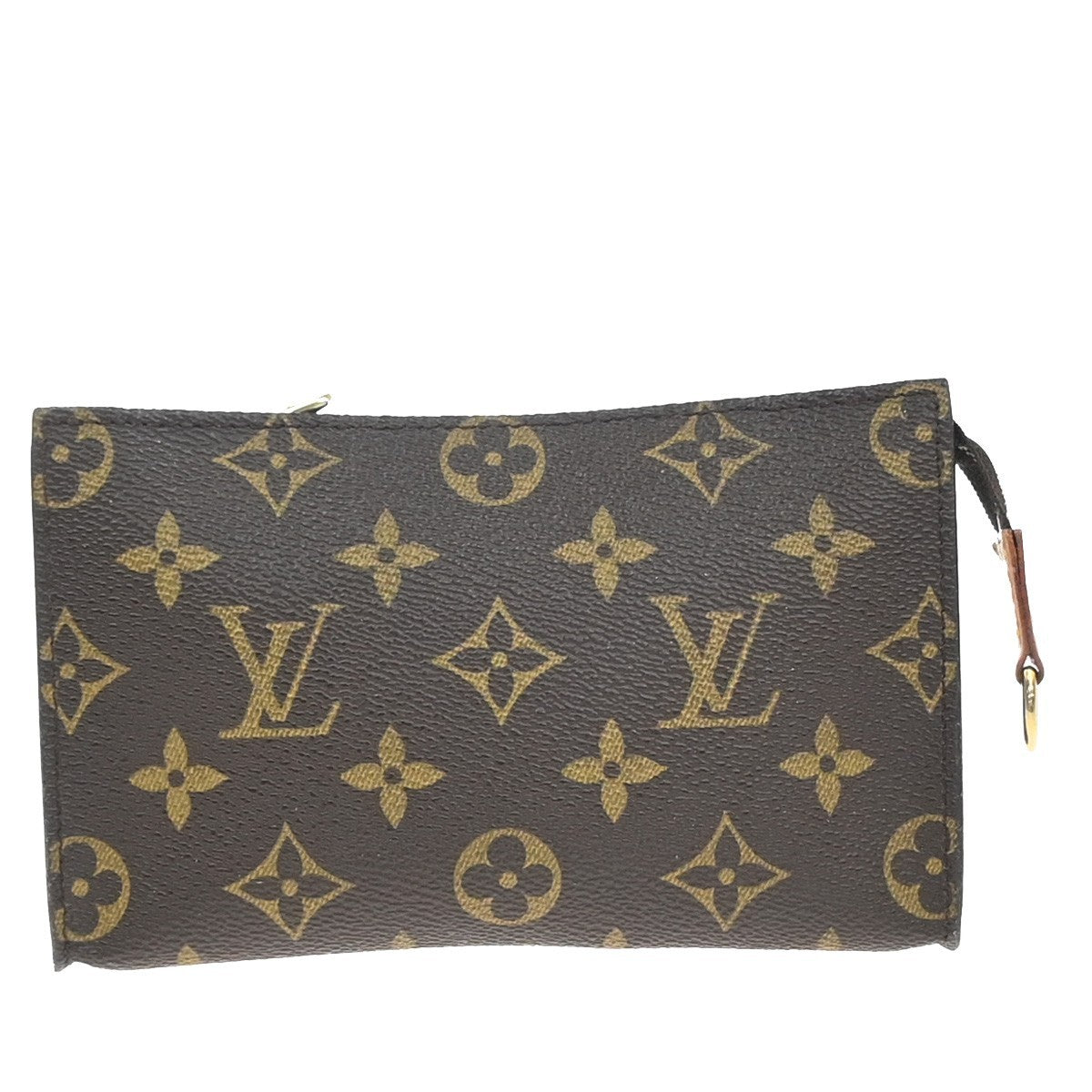 LOUIS VUITTON Logo BUCKET PM Pouch Bag Monogram Leather Brown France 66KP603