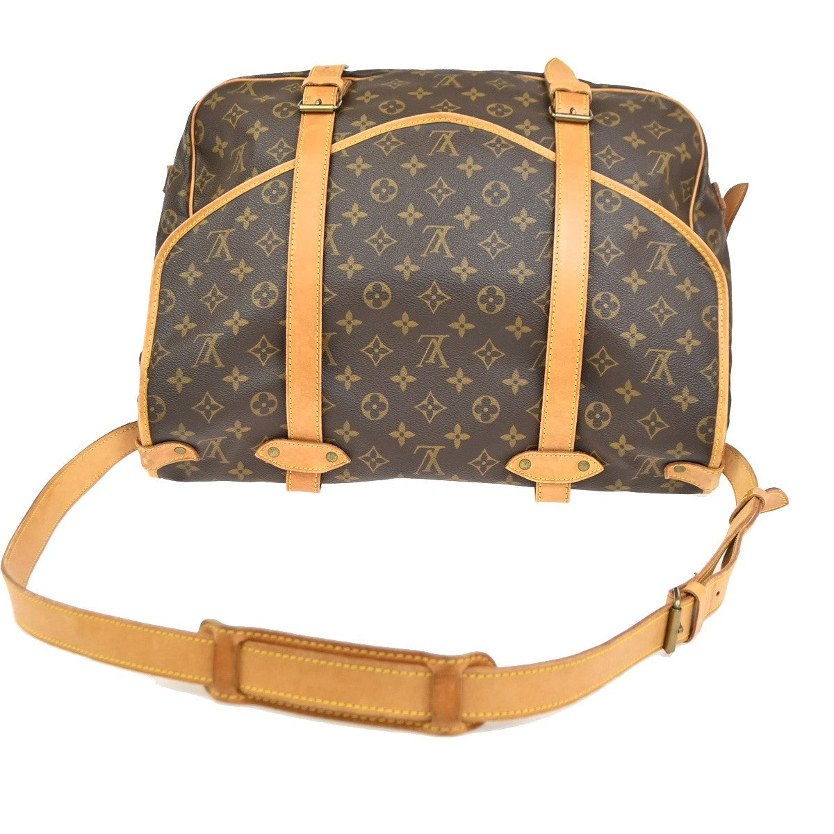 LOUIS VUITTON Logo Saumur 43 Shoulder Bag Monogram Leather Brown M42252 12YH900