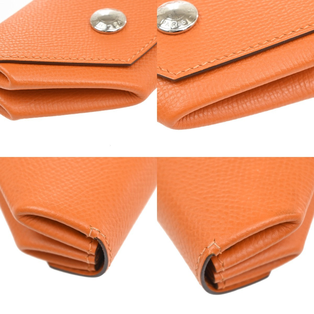 HERMES Logo Le Vingt Quatre Coin Case Epsom leather Orange France 30MA588
