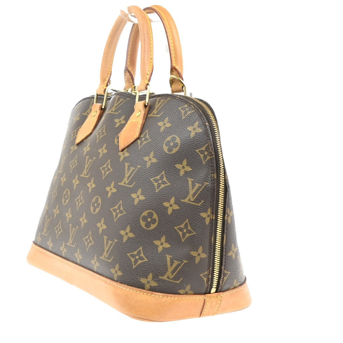 LOUIS VUITTON LV Logo Alma Hand Bag Monogram Leather Brown France M51130 70MA331