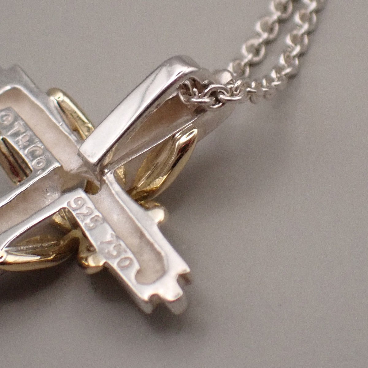 Tiffany & Co. Signature Cross Chain Necklace Pendant Silver 925/Gold 750 83RL378