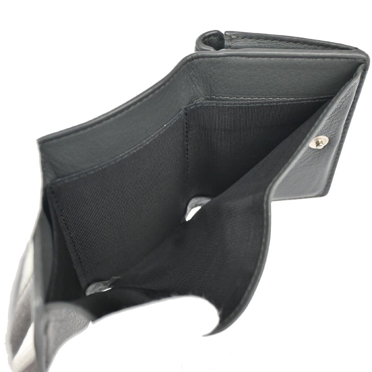 BALENCIAGA Paper Mini Trifold Wallet Purse Leather Gray Silver Italy 09DA072